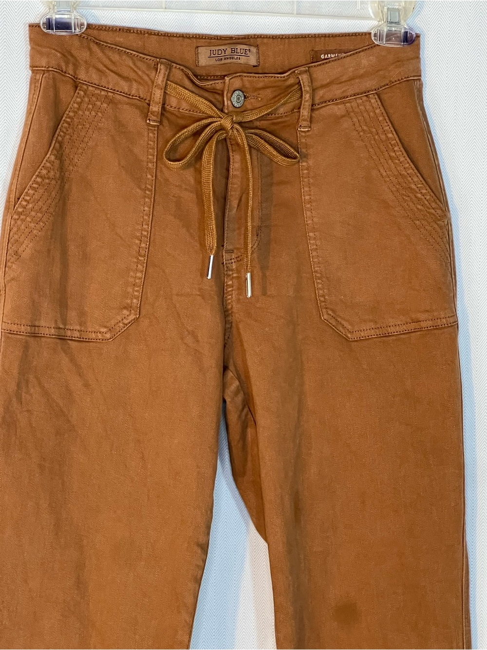 Judy Blue Jogger Jean Camel Brown High Waist Zip Button Drawstring Stretch 5/27👍 - Picture 4 of 8